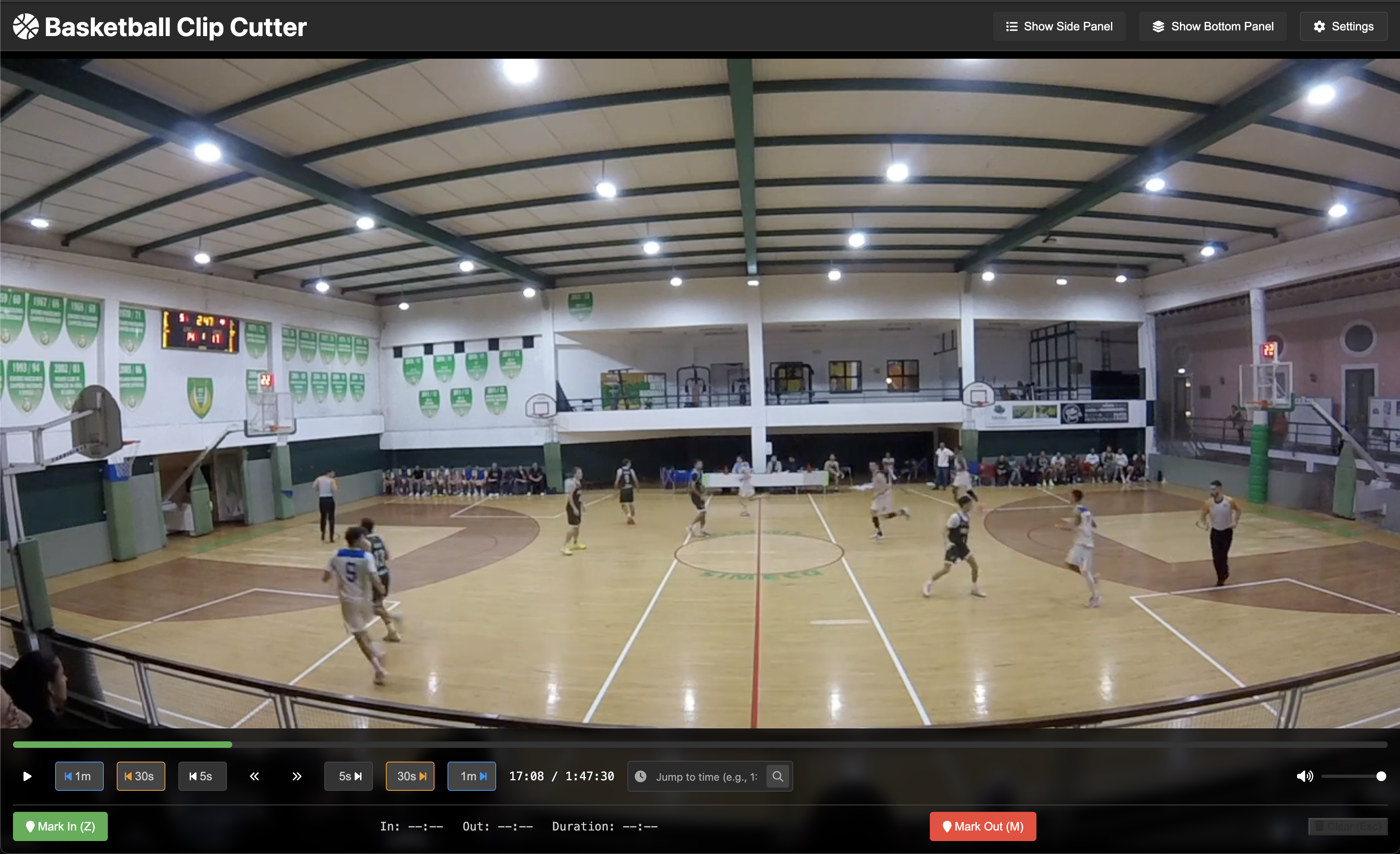 Video cutting interface with timeline